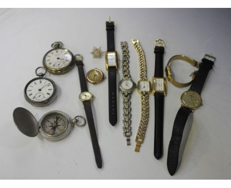 A silver cased open faced gentleman's pocket watch, London 1885, together with a small collection of other pocket and wristwa