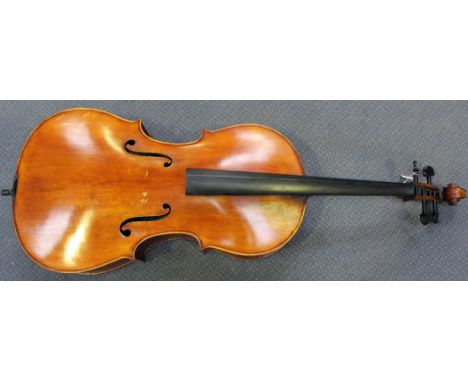 A cello bearing interior label marked 'Amati Mangenot, Luthier, Bordeaux 1926', length of back excluding button approx 76cm.