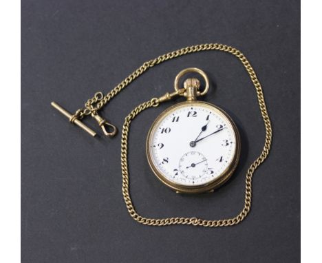 A Buren 9ct gold cased keyless wind open-faced gentleman's pocket watch, with a signed jewelled lever movement, 9ct gold inne