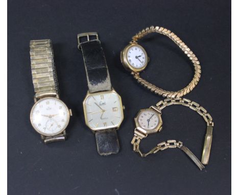 A Smith DeLuxe 9ct gold circular cased gentleman's wristwatch, the jewelled movement numbered 'C211354', the Dennison case ba