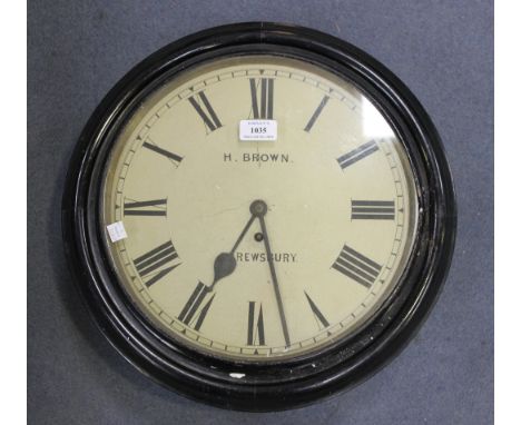 A late 19th Century ebonized circular wall timepiece with eight day single fusee movement, the backplate detailed 'W & H Sch'