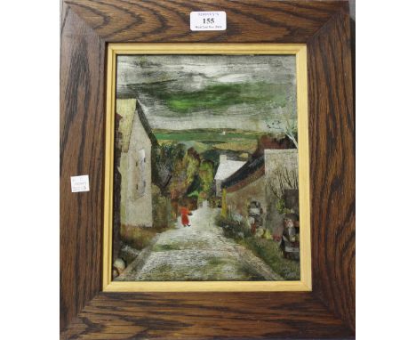 Edith van Leckwyck - 'Locronan, Bretagne', reverse painting on glass, signed, titled and dated '30, approx 24cm x 19cm, withi
