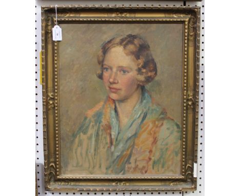 Early 20th Century British School - Half-Length Portrait of a Young Woman, purportedly Mrs Mudie-Smith, oil on canvas, approx