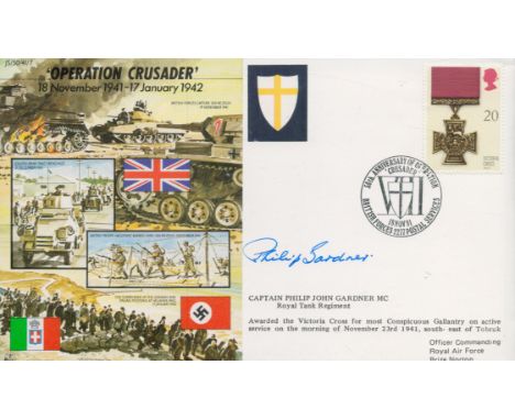 Capt Phillip Gardner VC Victoria Cross winner signed 50th ann WW2 cover Operation Crusader js50/41/7. November and December 1