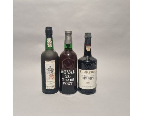 3 Bottles Port to include Noval 1986 20 Year Old; Cockburns 10 Year Old Tawny, Ferreira 1981 LBV3 Bottles