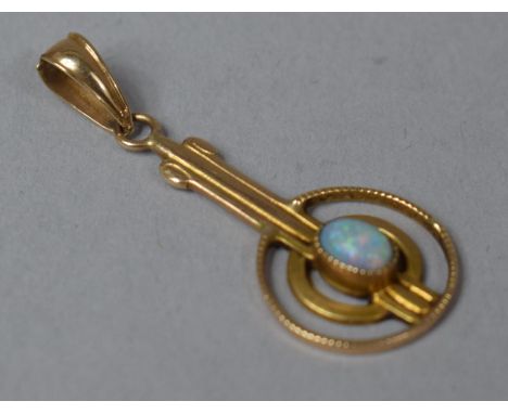 A 10ct Gold and Opal Egyptian Revival Pendant, 1g