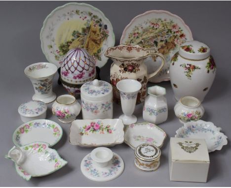 A Collection of Ceramics to Include Masons Harvest Gold Jug, Royal Albert Old Country Roses Ginger Jar, Royal Worcester, Wedg