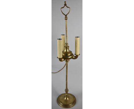 A Continental Brass Three Branch Table Lamp, 63cm high 