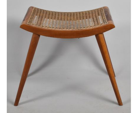 A Mid 20th Century Walnut Cane Seated Framed Dressing Table Stool, 45cm wide 