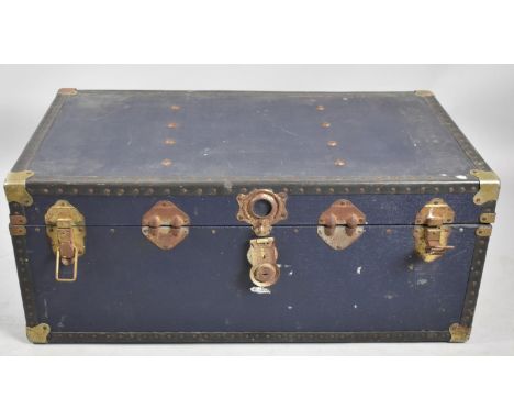 A Vintage Brass Mounted Travelling Trunk, 91cm Long 