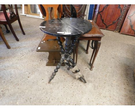 EBONISED GIPSY TABLE ON BOBBIN TURNED SUPPORTS 