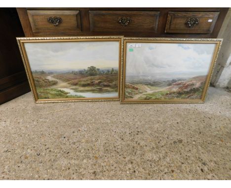 AFTER JOSEPH POWELL, PAIR OF COLOURED PRINTS, EXTENSIVE LANDSCAPES, 48 X 70CM (2) 