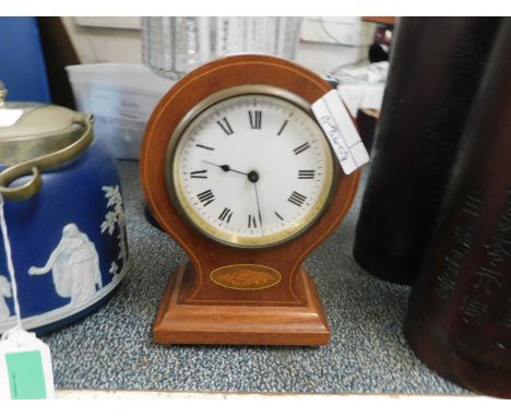 EDWARDIAN MAHOGANY AND INLAID MANTEL CLOCK 