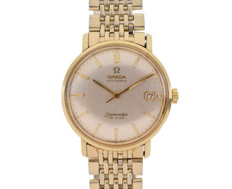 Omega - Gentleman's Seamaster de Ville gold plated wristwatch, champagne dial with baton markers, centre seconds sweep, date 