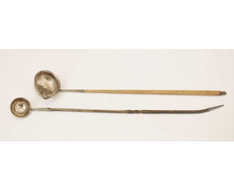 19th century Scottish toddy ladle with twisted baleen handle, the bowl with marks for Ferguson &amp; Macbean, Inverness, 30cm