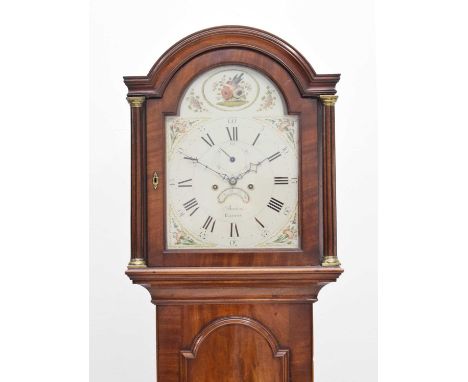 19th century mahogany-cased 8-day longcase clock, Burton, Eastry, the signed and painted 11.5-inch break arch dial with Roman