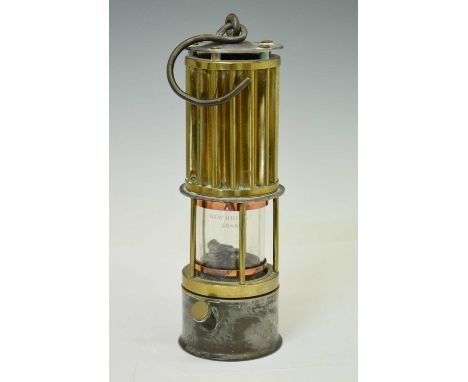 Miners safety lamp by The Premier Lamp &amp; Engineering Co. Ltd, Leeds, 26cm high (excluding hook)