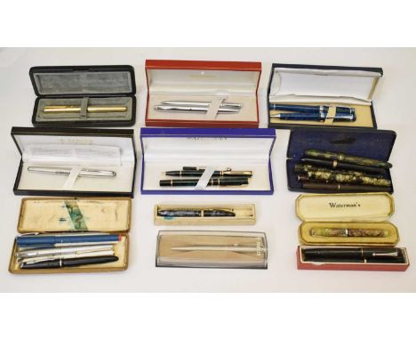 Collection of vintage fountain pens, to include Conway Stewart, Swan, Burnham, Waterman's, etc, together with a collection of