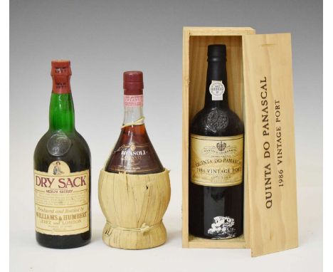 Dry Sack medium sherry, produced and bottled by Williams &amp; Humbert, 1 bottle, Quinta do Panascal vintage port, 1986, 1 bo