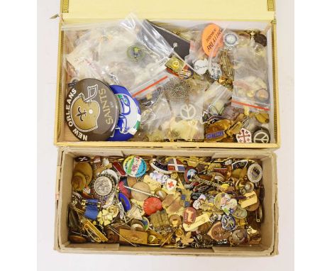 Large collection of vintage enamel and other pin badges, to include various amateur sporting, tourist and novelty subjects, e