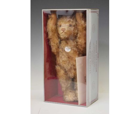 Steiff limited edition replica 1926 'Happy Anniversary' bear, number 02294 of 5000, button in ear, white tag and certificate,