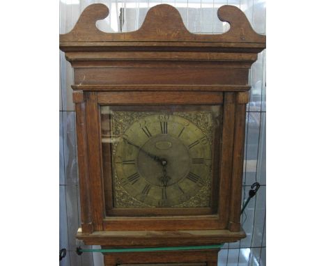 18TH CENTURY OAK 30 HOUR LONGCASE CLOCK by Edward Bilbie of Chew Stoke, the case with moulded cornice, having later pediment,