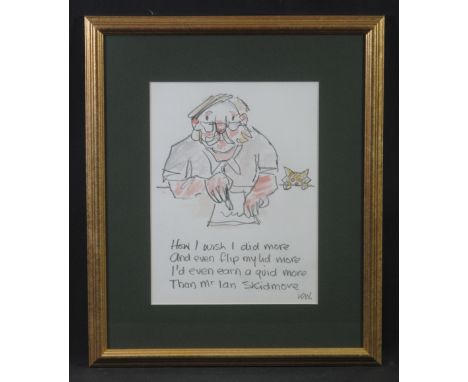 SIR JOHN KYFFIN WILLIAMS KBE (Welsh 1918-2006), unusual cartoon type portrait study with inscription 'How I wish I did more a