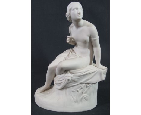 19TH CENTURY COPELAND PARIAN PORCELAIN FIGURE OF 'SABRINA', after the model by William Calder Marshall, the Celtic goddess of