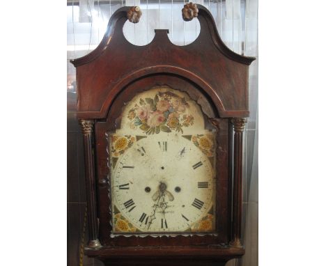 19TH CENTURY WELSH MAHOGANY EIGHT DAY LONGCASE CLOCK by Jonathan Morgan of Narberth, the hood with broken swan neck pediment 