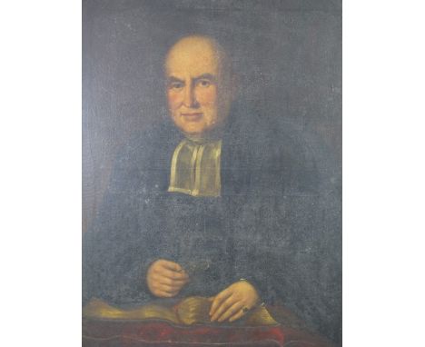 BRITISH SCHOOL (19th Century), portrait of a country parson, annotated verso possibly Dr Cottrey, unsigned, oils on canvas. 9