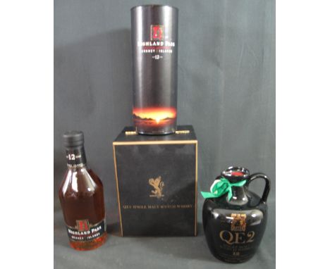 A HIGHLAND PARK SINGLE MALT SCOTCH WHISKY Orkney Islands age 12 years, 70cl, 40% volume, in original box. Together with a QE2