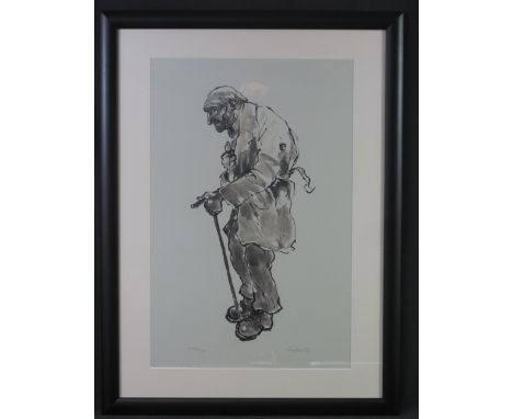 AFTER SIR JOHN KYFFIN WILLIAMS K.B.E (Welsh, 1918-2006), portrait of a farmer, limited edition coloured print no. 273/750, si
