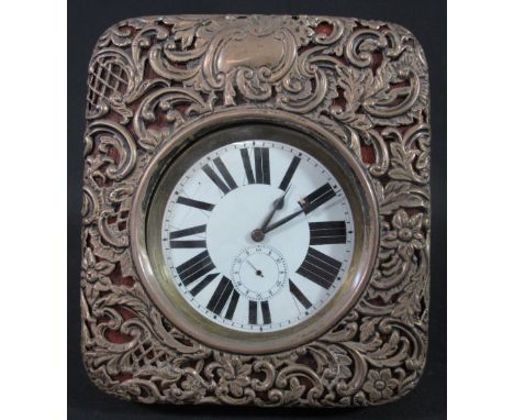 EARLY 20TH CENTURY NICKEL PLATED GOLIATH KEYLESS LEVER OPEN FACED WATCH having white enamel Roman face with seconds dial, con