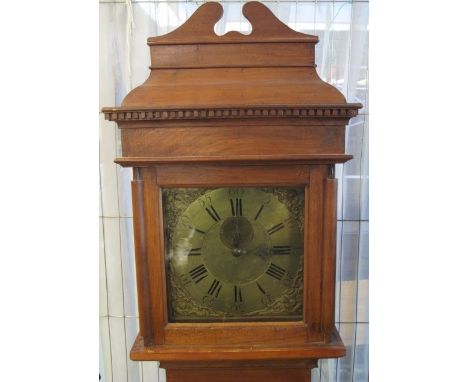 18TH CENTURY WELSH PINE 30 HOUR LONGCASE CLOCK, the face marked C Vaughan of Pontpool, having caddy topped hood, square apert