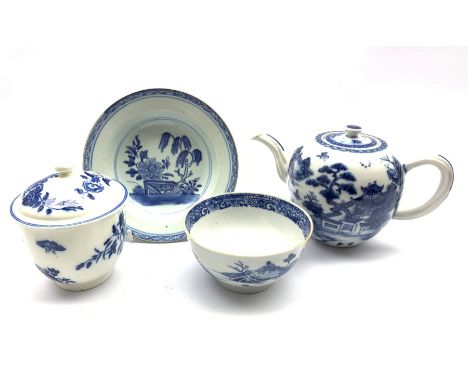 18th century and later Chinese porcelain including a teapot, shallow bowl and bowl together with a 19th century blue and whit