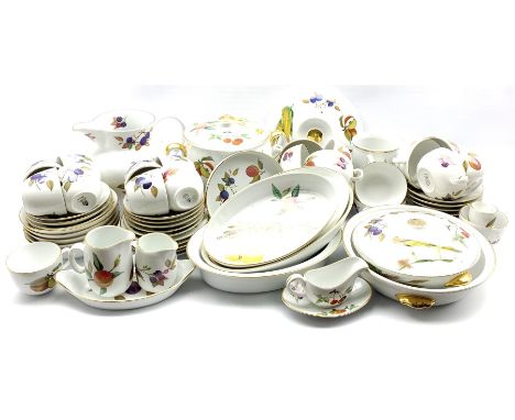 Royal Worcester Evesham dinner and tea service comprising 10 soup cups and saucers, 9 tea cups &amp; saucers, two graduated t