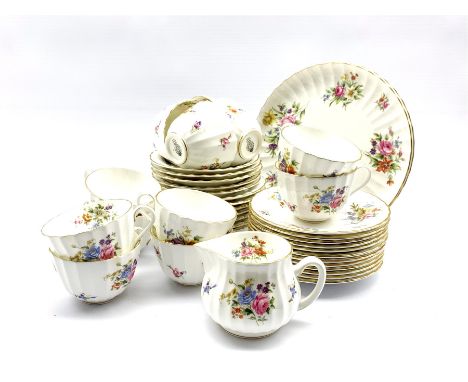 Royal Worcester Roanoke pattern tea set comprising twelve cups and saucers, twelve plates, two bread and butter plates and a 