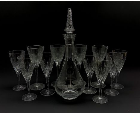 Part suite of Stuart Crystal Lichfield pattern glass comprising four large claret glasses and seven smaller and a Stuart crys