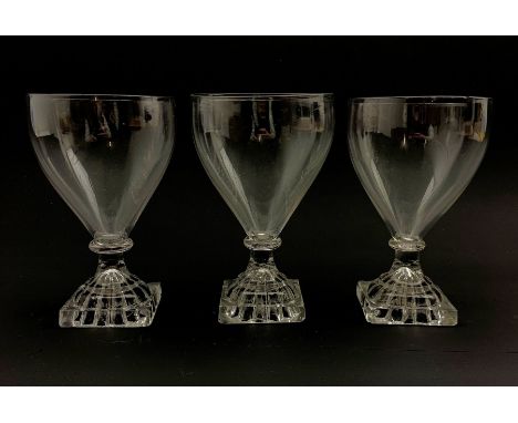 Three 19th century glass rummers with lemon squeezer bases, H15cm  - Condition Report 