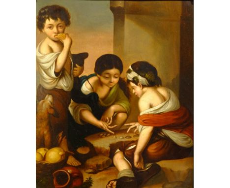 Continental School (19th century): Children Playing Dice, oil on metal unsigned 23cm x 19cm  - Condition Report 