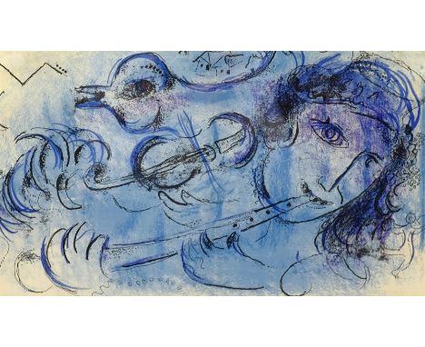 Marc Chagall (French 1887-1985): 'Le Joueur de Flute' - The Flute Player, colour lithograph probably pub. Mourlot Freres 1957