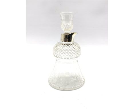 Late Victorian silver mounted glass decanter in the form of a thistle, by John Thomas Heath &amp; John Hartshorne Middleton, 