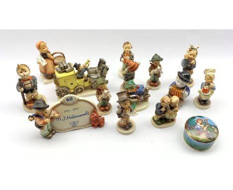 Collection of thirteen Goebel figures, Goebel musical box and a sixtieth anniversary Goebel plaque - Condition Report 