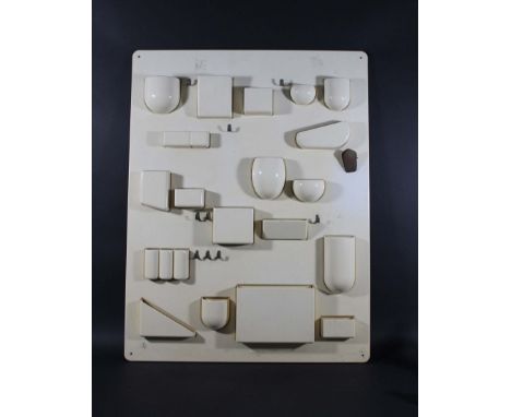 MAURER-BECKER PLASTIC STORAGE PANEL - UTENSILO a wall mounted plastic storage panel with metal clips, circa 1970. Designed by
