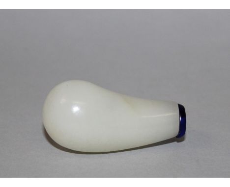 A GOOD 19TH CENTURY CHINESE PALE CELADON JADE GOURD FORM SNUFF BOTTLE, the stone of fine quality with pale mottling, 2.3in hi