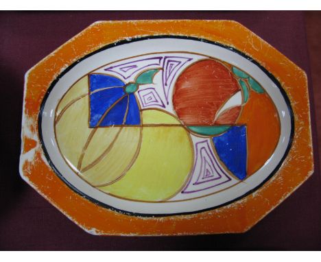 Clarice Cliff Melon pattern Octagonal Plate, for Wilkinson England, stamped Honeyglaze, fantastique by Clarice Cliff 15.5 x 2