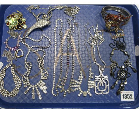 Diamanté and Other Necklace, modern bangle, bracelet, etc:- One Tray
