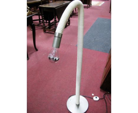 An OMK Late 1960's Adjustable Standard Lamp, with white ribbed plastic covering on iron weighted base, stamped '5813' under '