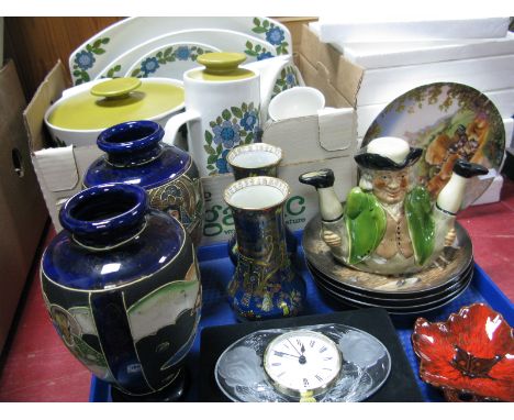 A Novelty Tea Pot, pair of Japanese ovoid vases, Carlton Ware vases (chipped), Continental and Danbury mint collectors plates