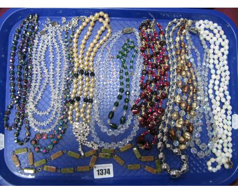 Assorted Vintage and Later Bead Necklaces:- One Tray